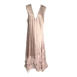 Komarov 1X Mauve Pink Gray Ombre Crepe Sleeveless Tiered Fairycore Maxi Dress